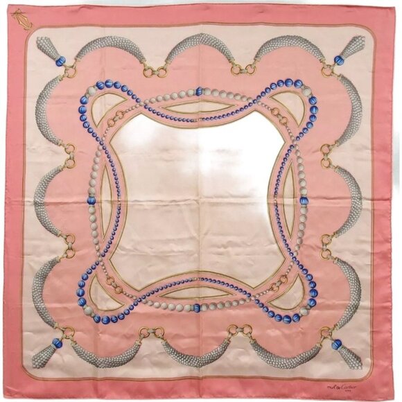 913157AE Cartier Scarf Pink Silk - Picture 1 of 11
